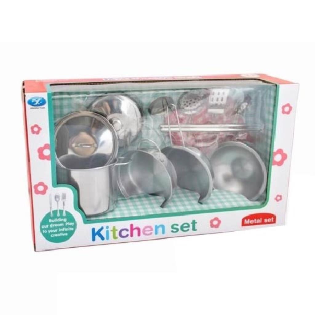 Kids Metal Kitchen Set – Pretend Play Cookware